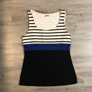 Striped tank top with royal blue satin band